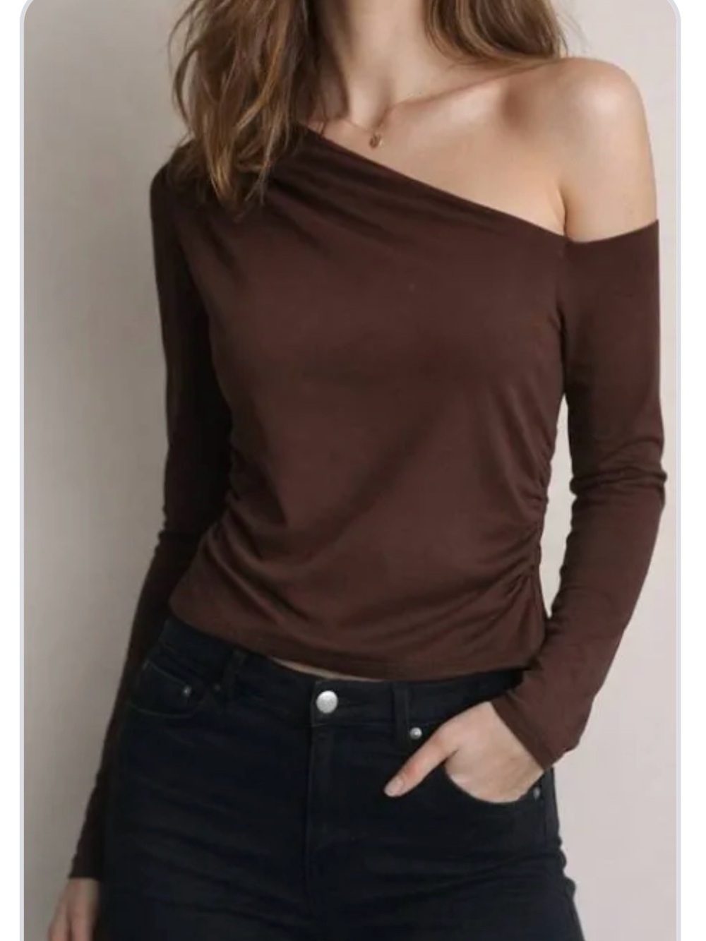 J.Crew asymetrical off shoulder top